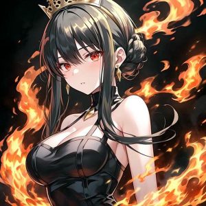Anime girl lạnh lùng với ánh mắt đầy quyền lực