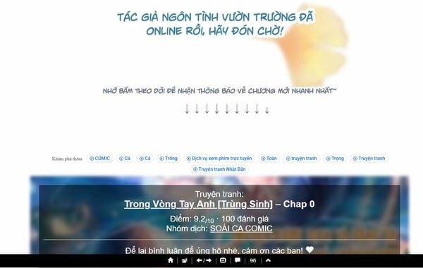 Giao diện đọc truyện tại Soái ca comic