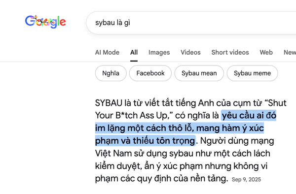 SYBAU là một cụm từ viết tắt của câu tiếng Anh “Shut Your Bitch Ass Up” SYBAU là một cụm từ viết tắt của câu tiếng Anh “Shut Your Bitch Ass Up”